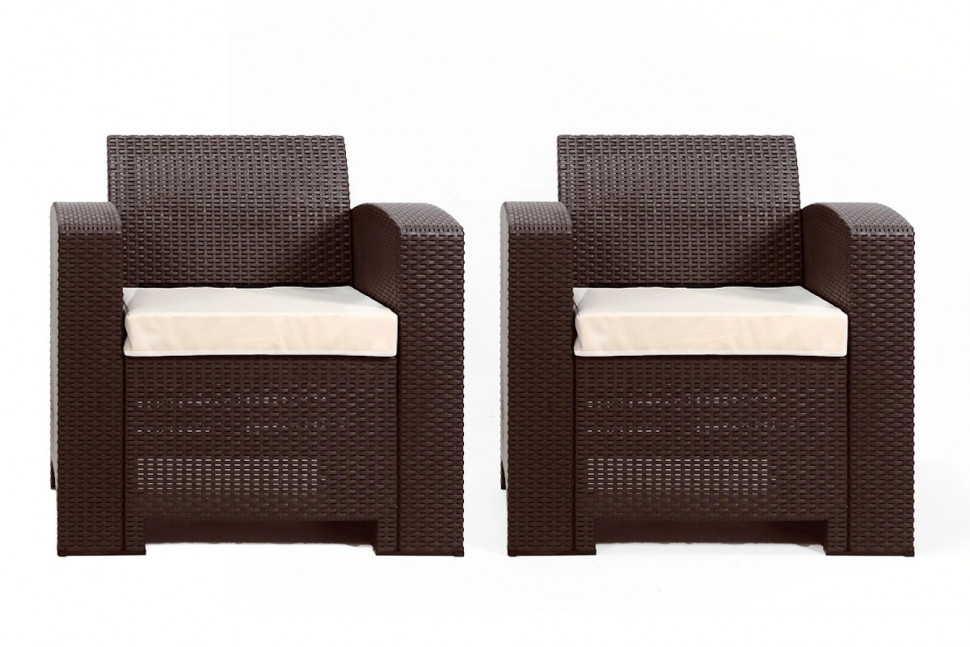 Rattan premium, комплект из 2-х кресел в цвете венге с подушками Rattan premium, комплект из 2-х кресел в цвете венге с подушками