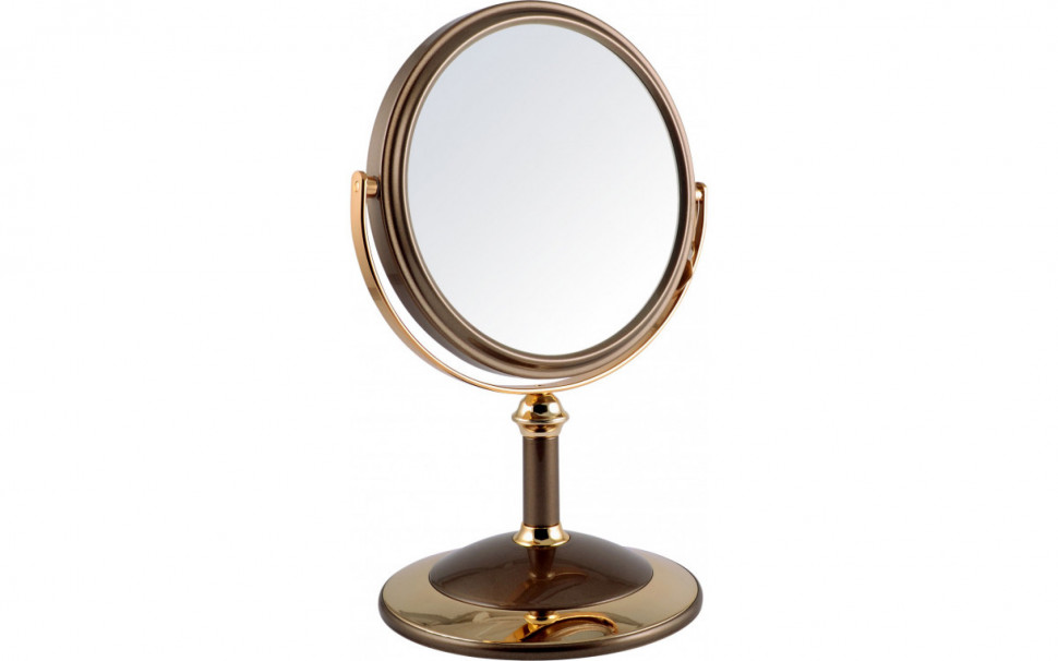 Зеркало косметическое Weisen B6"8021 BRZ/G Bronze&Gold настольное 2-стор 5-кр.ув.15 см