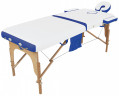Стол массажный с деревянной рамой JF-AY01 2-секционный белый/синий