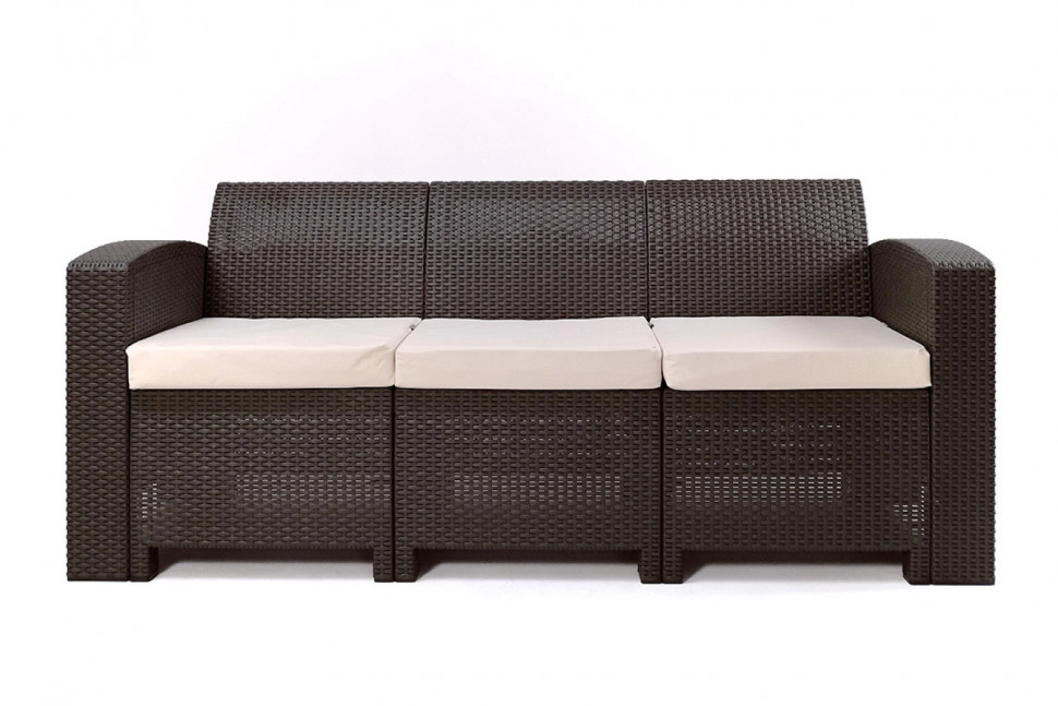 Rattan premium, диван трехместный, венге (3-х местная подушка) Rattan premium, диван трехместный, венге (3-х местная подушка)